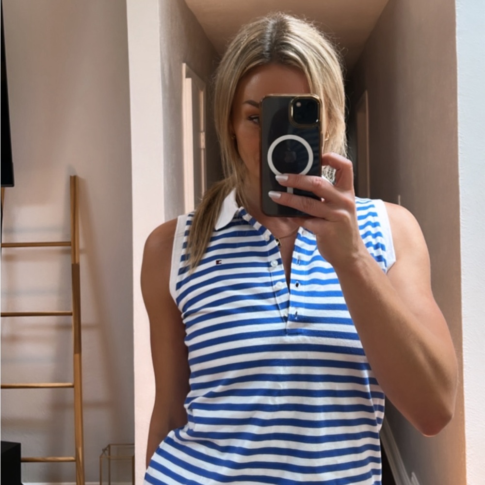 Blue and White Striped Tommy Hilfiger Polo Tank Top NWT Small